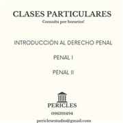 Clases particulares de Introducción al Derecho Penal,Derecho Penal 1 y 2