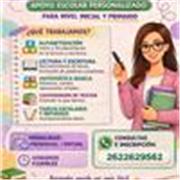 Profesora en educación primaria. Con clases particulares, principalmente alfabetizando. Trabajo todas las áreas