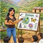 Profesor de biología enseño a niños de diferentes edades