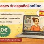Soy profesora de español con amplia experiencia e imparto clases online de gramática y conversación. Todos los niveles. 20€/hora
