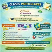 Profesora en geociencias dicta cursos de apoyo sobre materias de geología y sobres otras materias como matemáticas, química, otras