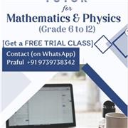 I tutor Maths & Physics for individual and also to a batch of students from Grade 6 to Grade 12 having 10+ years of experience.
