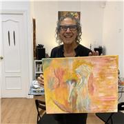 Artista svolge corsi di pittura per principianti, qualsiasi età