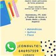 CLASES PARTICULARES MATEMÁTICAS, FISICA Y QUIMICA