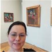 English second language teacher gives individual online classes for adult learners from different countries