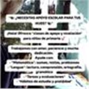 Doy apoyo escolar a chicos de primaria. 
Ayudo con tareas, lectoescritura, matemática y comprensión lectora