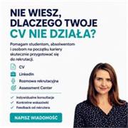 Oferuję indywidualne konsultacje CV oraz przygotowanie do rozmowy rekrutacyjnej dla studentów i absolwentów