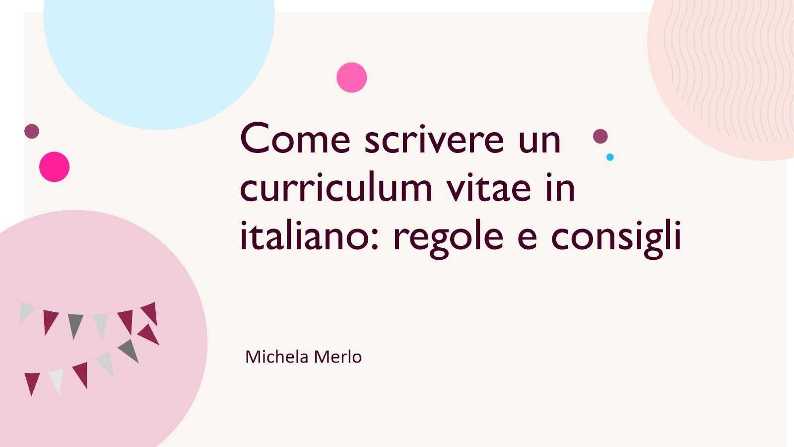 Come si scrive un curriculum vitae in italiano?