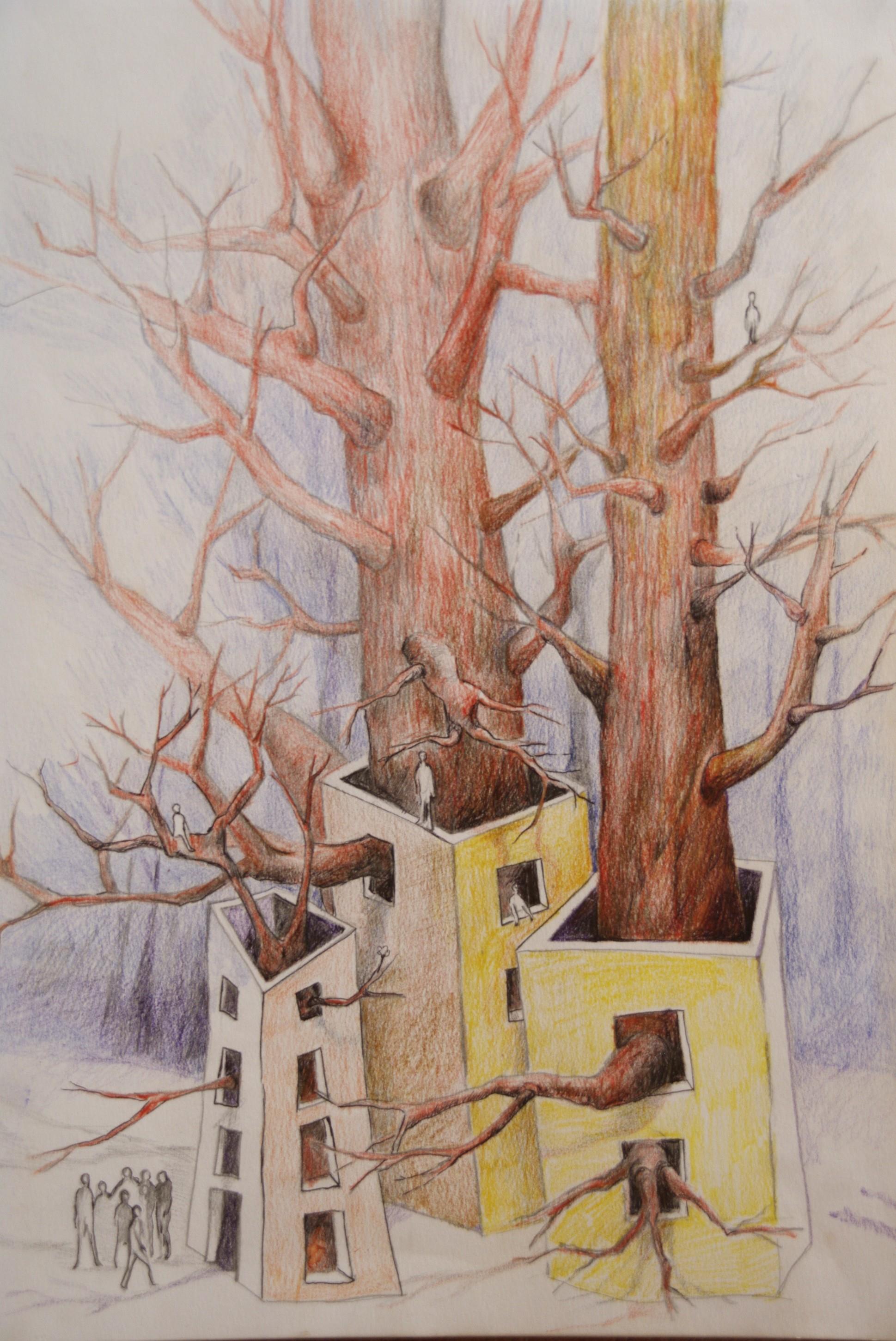 transformamos un dibujo con árboles mediante la técnica del lápiz de ...