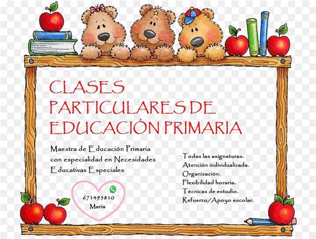 Doy clases de todas las asignaturas de educación primaria (refuerzo educativo, apoyo escolar...)